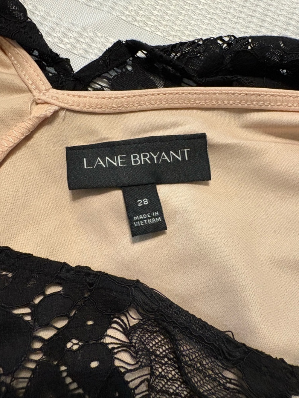 Lane Bryant Black Lace Overlay with Nude Slip Dress